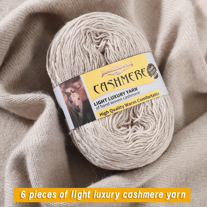 Premium Cashmere Blend Knitting Yarn Set – Medium-Fine Soft Wool Yarn for Sweaters, Scarves, Hats & Shawls (6 Main + 6 Elastic Threads)