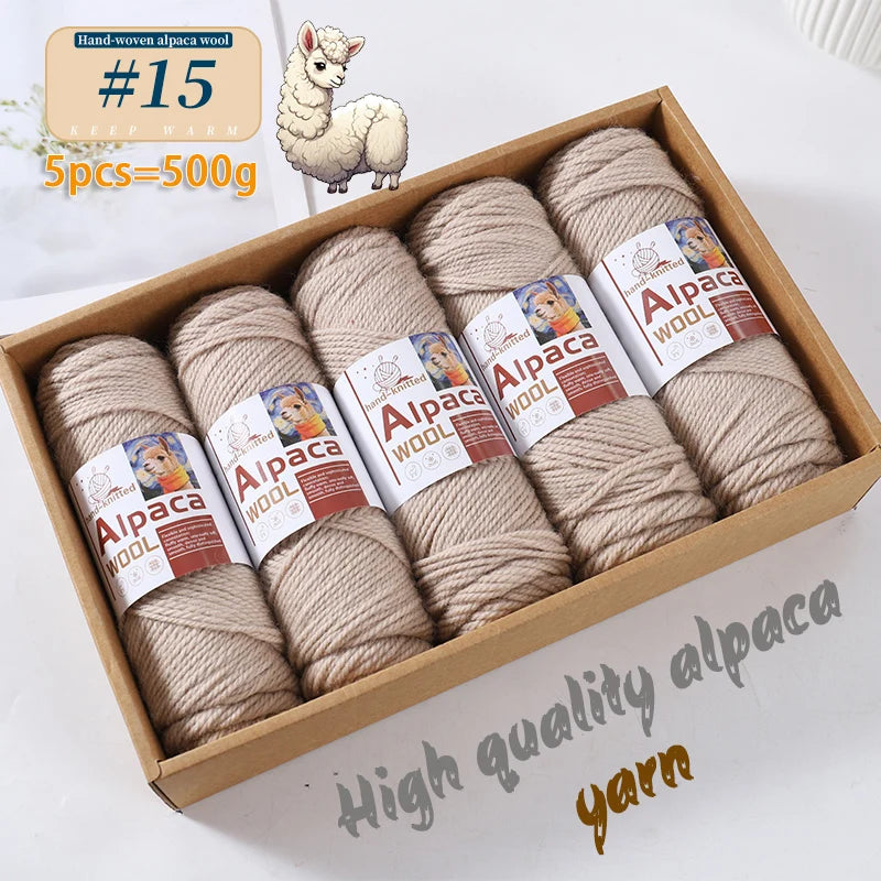 500g Alpaca Wool 245 Stick Stitch Yarn (5 Pieces) – Thick Knitting Yarn for Sweaters, Coats, Blankets & DIY Crafts