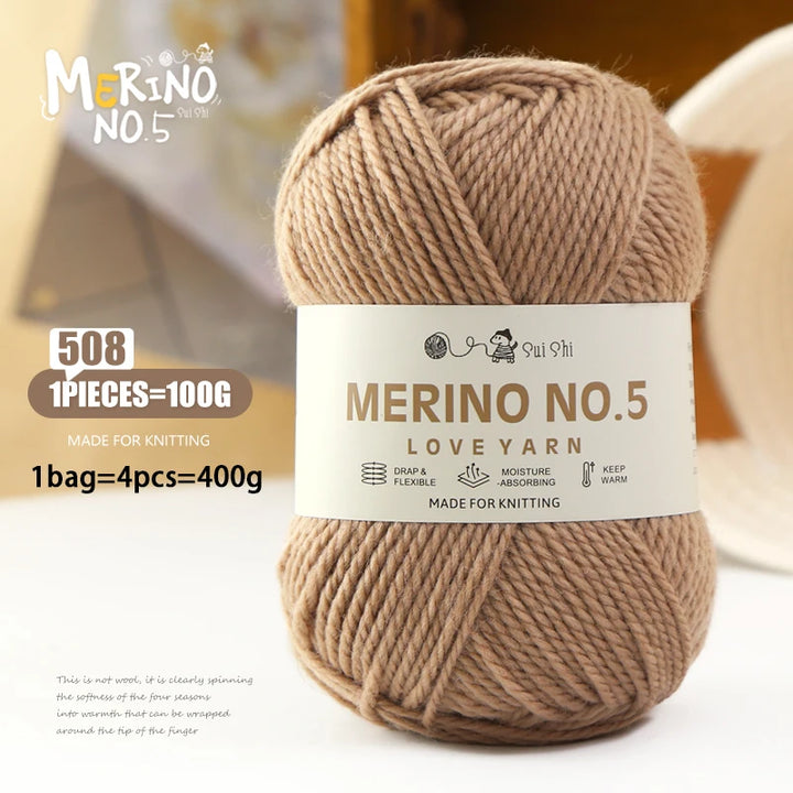 400g Alpaca Wool Blend Yarn Set (4 Pieces) – 245 Stick-Needle Medium-Thick Yarn for Sweaters, Coats, Scarves & DIY Crafts