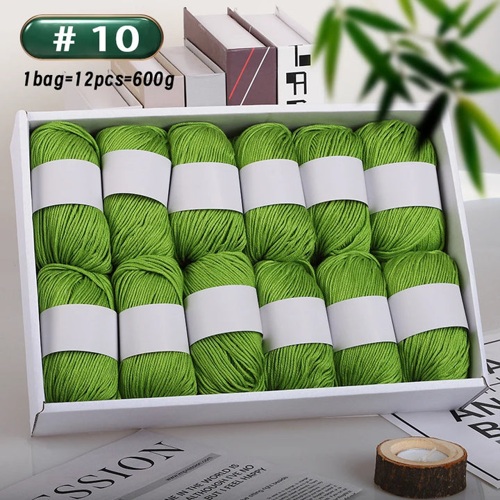 12-Piece Luxury Cashmere-Silk Yarn Set – Ultra-Soft Fluffy Yarn for Sweaters, Coats, Shawls & DIY Crafts (600g)