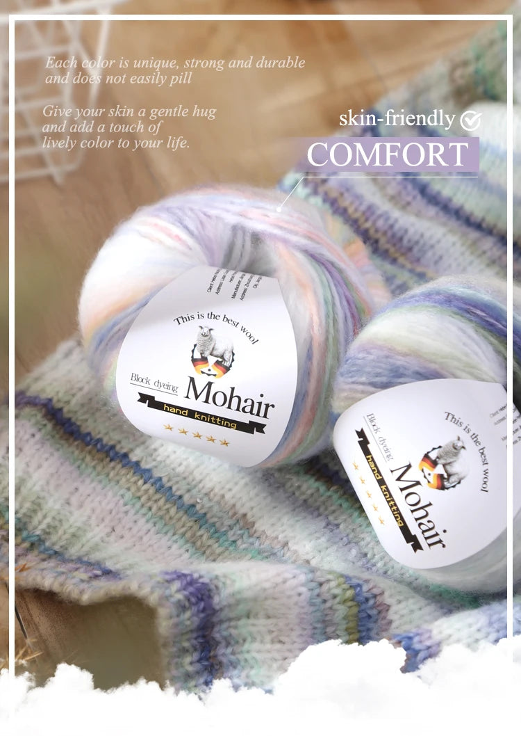 Gradient Zebra Pattern Yarn Balls (6 Pack / 300g) – Colorful Knitting Yarn for Sweaters, Shawls, Scarves & DIY Crafts