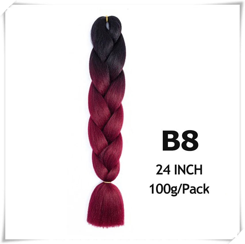 Pre-Stretched Jumbo Braiding Hair – 24 Inch Ombre Purple Synthetic Crochet Extensions for Women