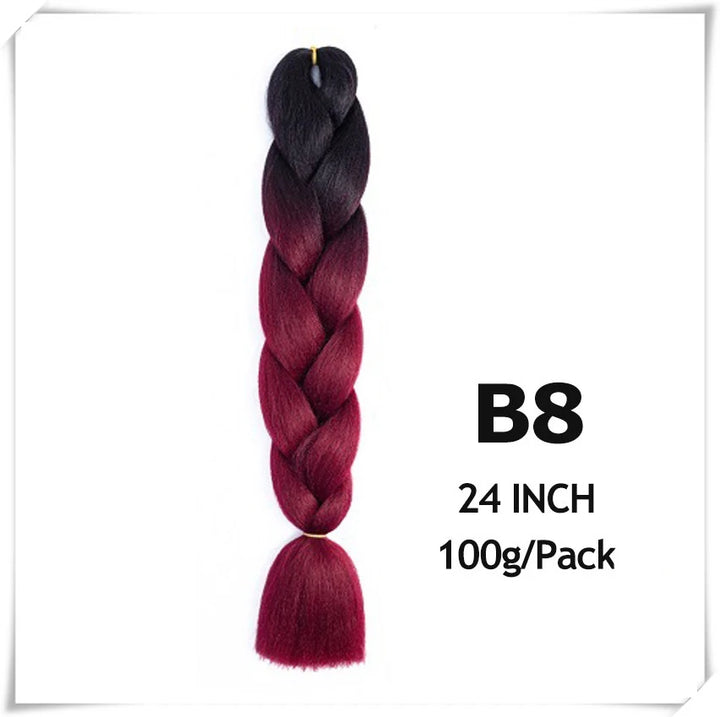 Pre-Stretched Jumbo Braiding Hair – 24 Inch Ombre Purple Synthetic Crochet Extensions for Women