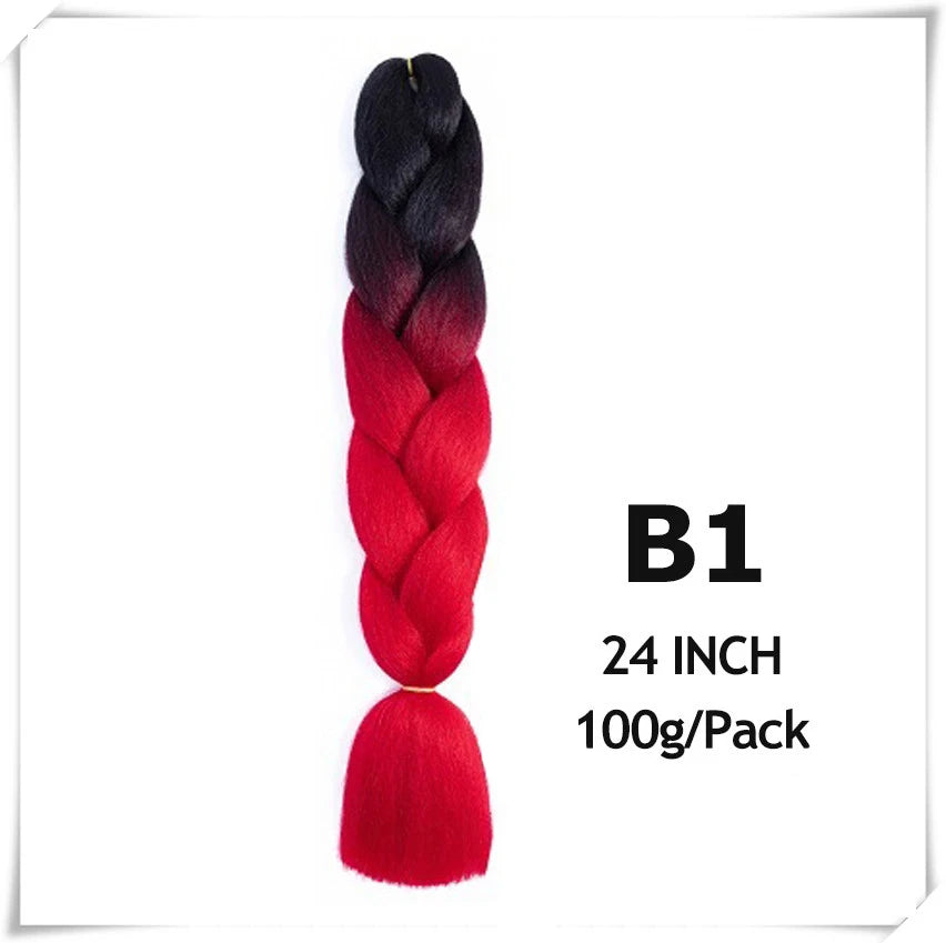 Pre-Stretched Jumbo Braiding Hair – 24 Inch Ombre Purple Synthetic Crochet Extensions for Women