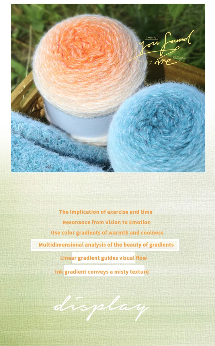 Qinglan Gradient Thick Yarn 400g – Long Section Dyed Rainbow Knitting Yarn for Sweaters & Shawls