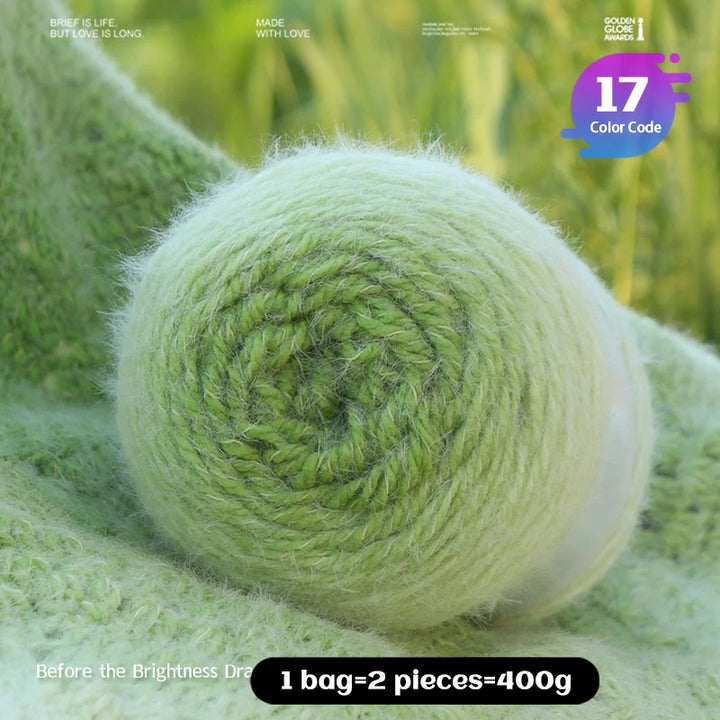 Qinglan Gradient Thick Yarn 400g – Long Section Dyed Rainbow Knitting Yarn for Sweaters & Shawls