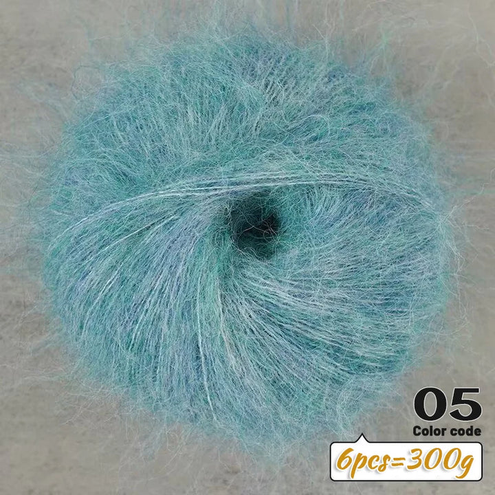 300g Long-Hair Alpaca Mohair Yarn Set (6 Pieces) – Soft Fluffy Knitting Yarn for Sweaters, Shawls & Winter Clothing