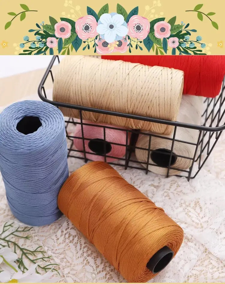 250g Lightweight Flat Ribbon Yarn – Hollow Crochet Yarn for Summer Hats, Bags & DIY Crafts