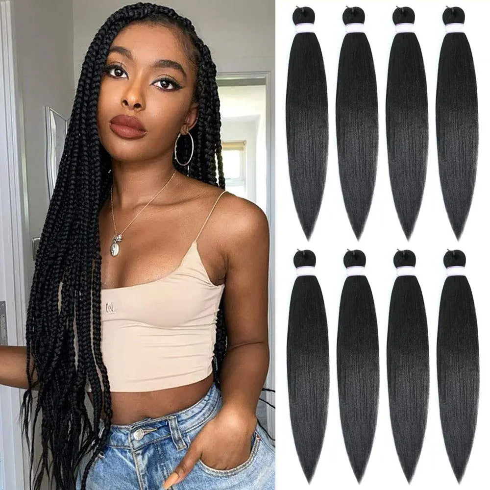 26" Braiding Hair Pre Stretched Soft Ombre Braiding Hair For Black Women Hot Water Setting Synthetic Braiding Hair Extensions