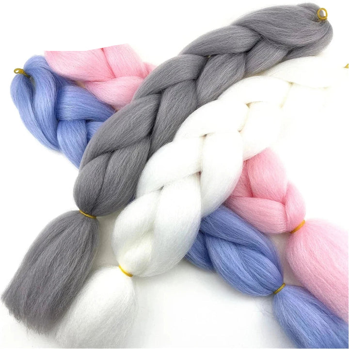 3/4/5/6 Packs Jumbo Braiding Hair 24 Inch Purple Jumbo Braids Hair Extensions for Women Synthetic Fiber Pink Blue Red Braid Hair