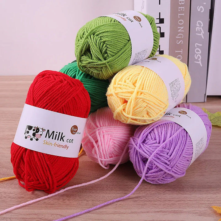 150g Medium-Coarse Milk Cotton Yarn – Soft Crochet & Knitting Yarn for Sweaters, Hats, Scarves & DIY Crafts