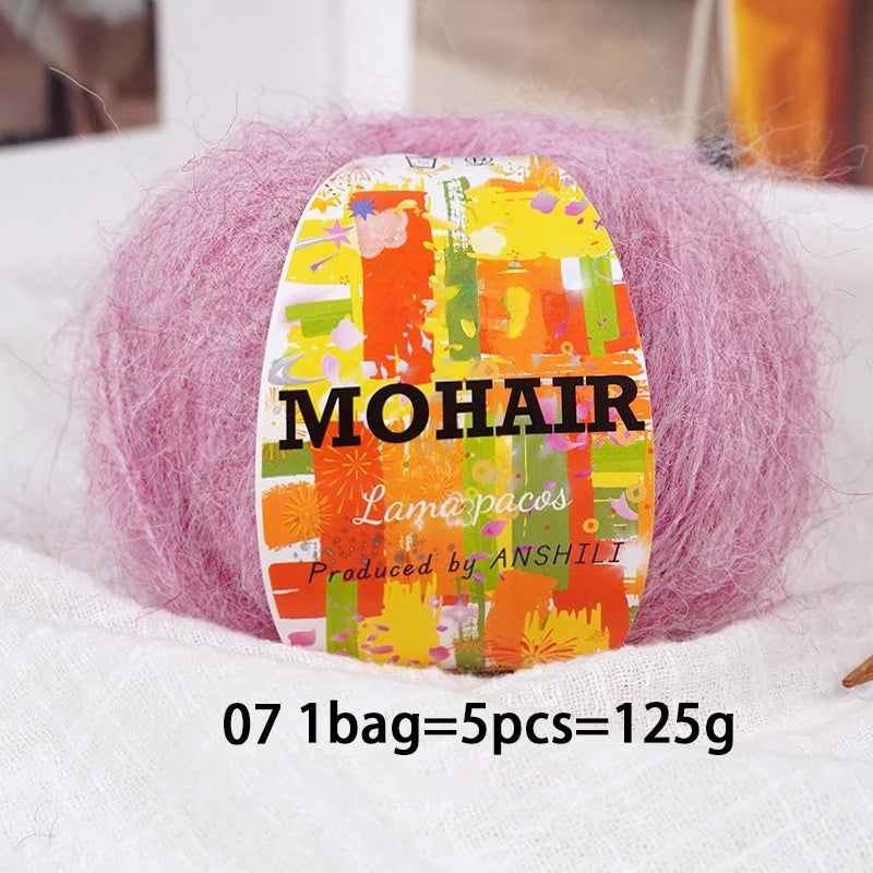 Colorful Long-Haired Mohair Yarn – Gradient Dyed Soft Knitting Yarn for Sweaters, Scarves, Hats & DIY Crafts