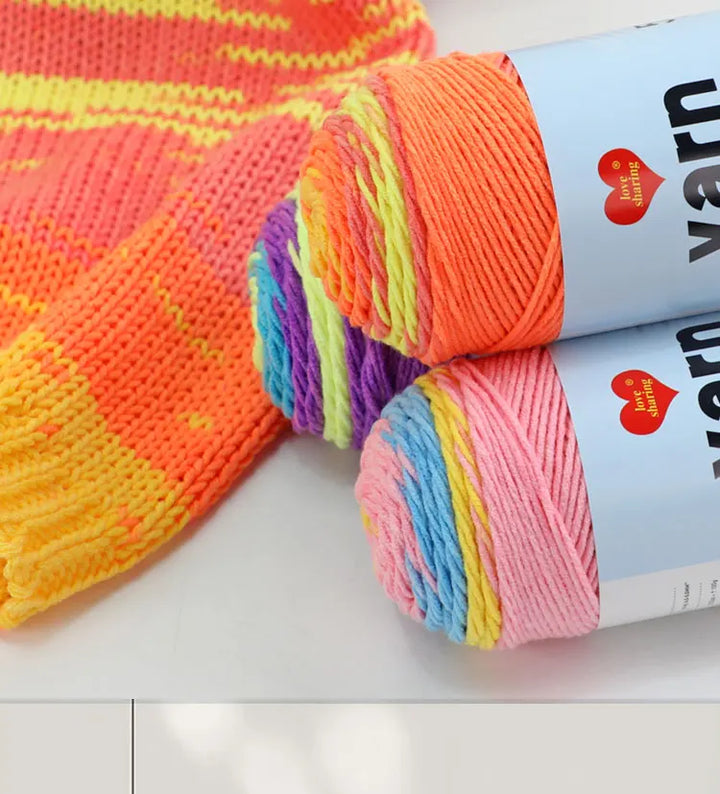 300g Rainbow Gradient Acrylic Yarn Set (3 Pieces) – Medium-Thick Knitting Yarn for Sweaters, Scarves, Hats & DIY Crafts
