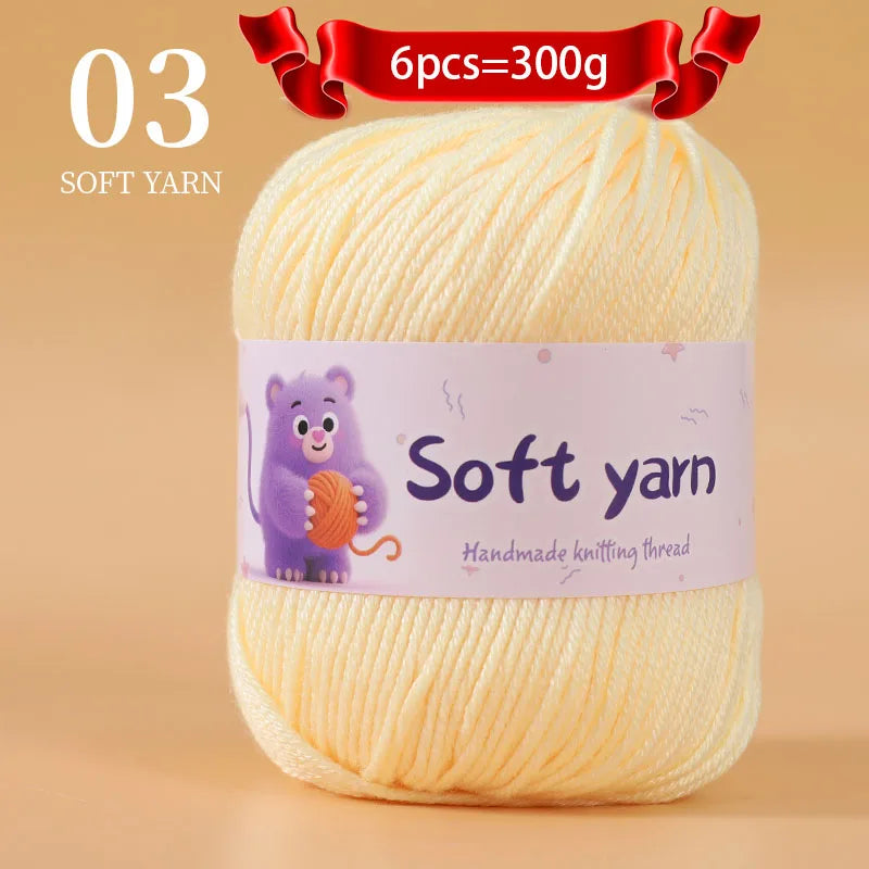 300g Soft Thin Yarn Balls – Lightweight Hand-Knitting Yarn for Sweaters, Hats, Scarves & DIY Crafts (6pcs Pack)