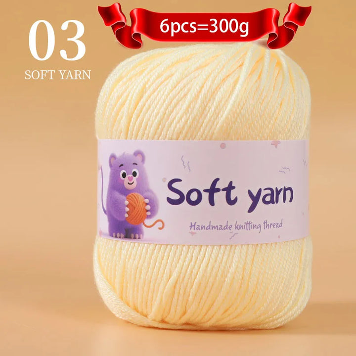 300g Soft Thin Yarn Balls – Lightweight Hand-Knitting Yarn for Sweaters, Hats, Scarves & DIY Crafts (6pcs Pack)