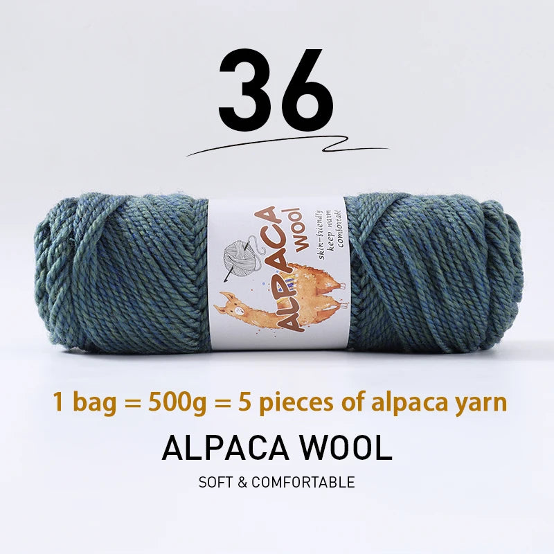 500g Thick Alpaca Wool Yarn Set (5 Skeins) – Soft Warm Knitting Yarn for Sweaters, Scarves, Hats & Winter Crafts