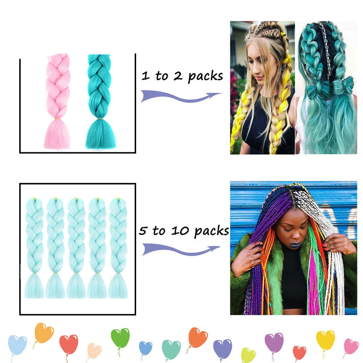 Synthetic Braiding Hair Extensions – Ombre Jumbo Braid Hair for Women, Wholesale DIY Hairstyle (Pink, Purple, Yellow)