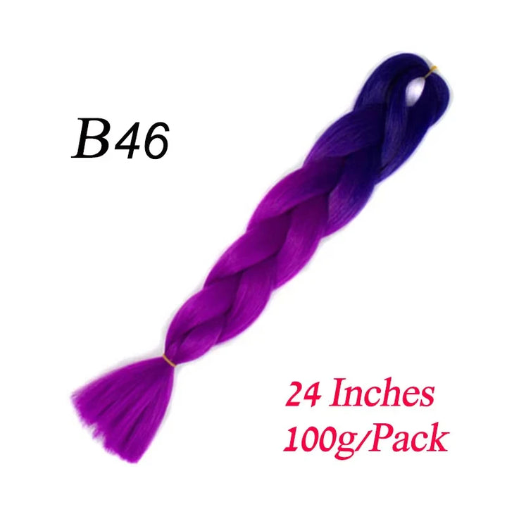 24 Inch Synthetic Jumbo Braiding Hair – Heat-Resistant Ombre Bulk Extensions for Braids