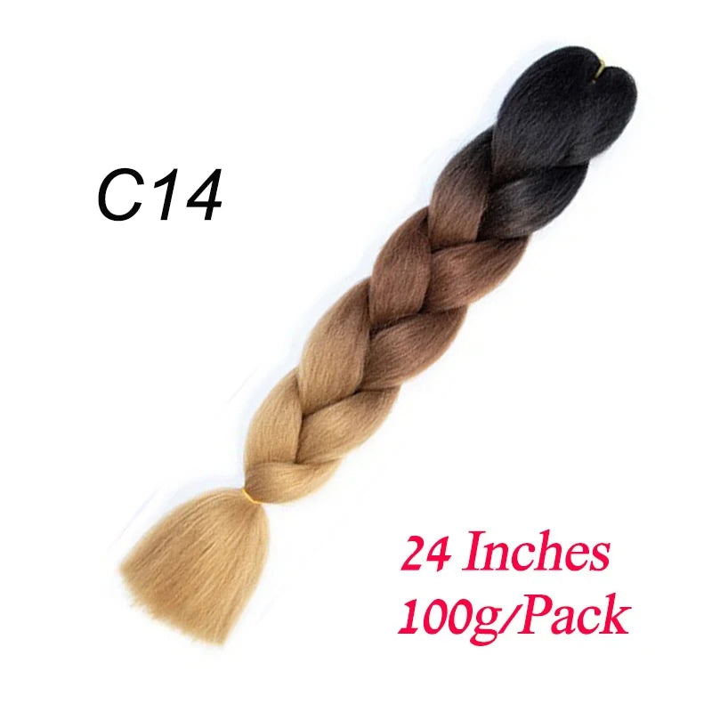 24 Inch Synthetic Jumbo Braiding Hair – Heat-Resistant Ombre Bulk Extensions for Braids