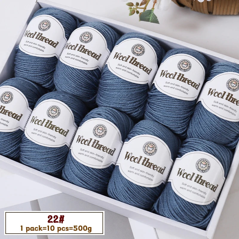 500g Fine Wool Knitting Yarn – Soft Handmade Yarn for Sweaters, Scarves, Hats & DIY Crafts (10 Skeins)