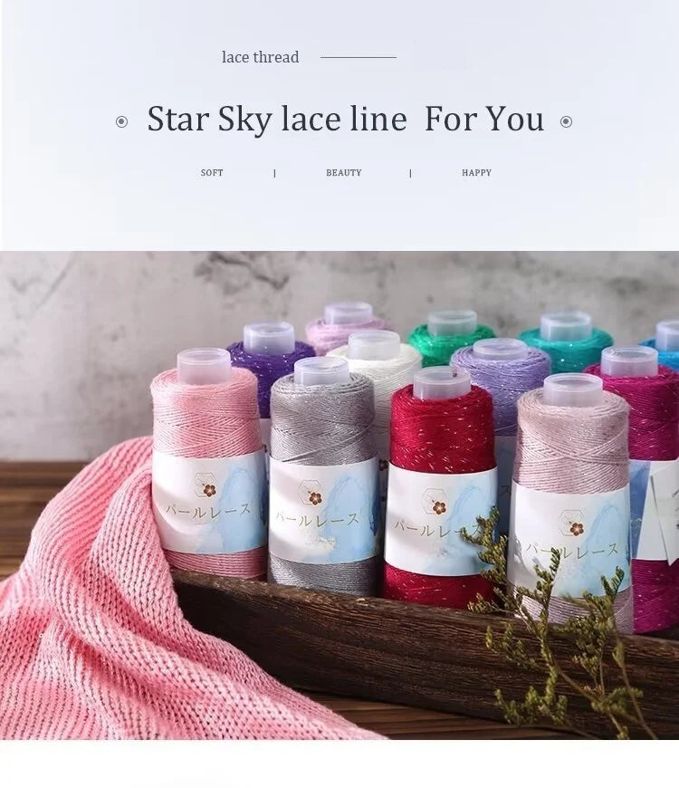 150g Bamboo Fiber & Linen Yarn with Sequins (3 Pieces) – Medium-Fine Yarn for Sweaters, Hats, Gloves & DIY Crafts