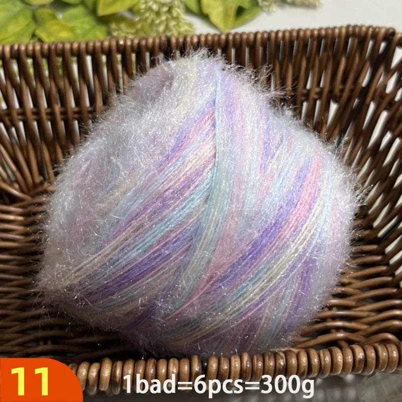 300g Soft Long-Haired Yarn Set – 6-Piece Fluffy Yarn for Knitting & DIY Projects