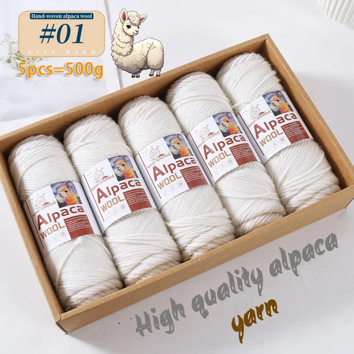 500g Alpaca Wool 245 Stick Stitch Yarn (5 Pieces) – Thick Knitting Yarn for Sweaters, Coats, Blankets & DIY Crafts