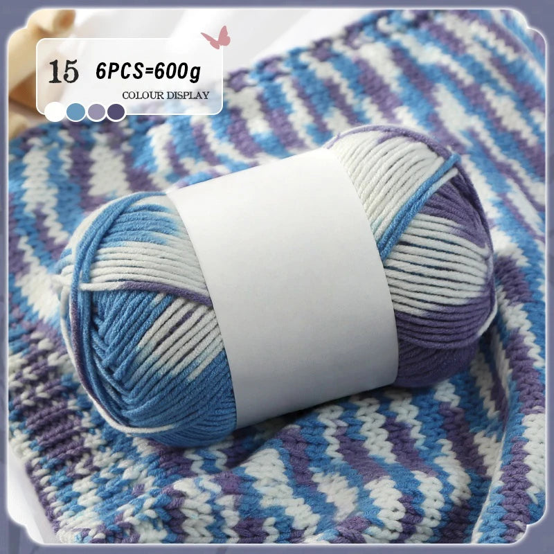 Colorful 6-Strand Gradient Yarn – Segment-Dyed Floral Pattern Yarn for Handmade Crafts