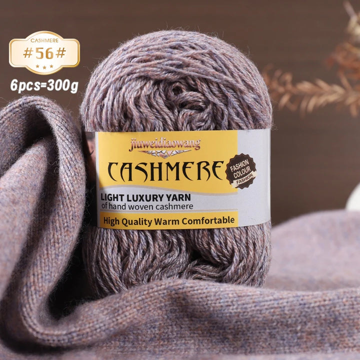 Premium Cashmere Blend Knitting Yarn Set – Medium-Fine Soft Wool Yarn for Sweaters, Scarves, Hats & Shawls (6 Main + 6 Elastic Threads)