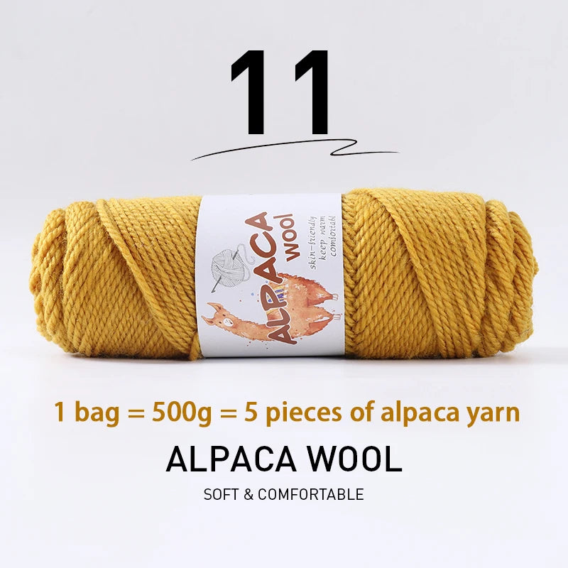 500g Thick Alpaca Wool Yarn Set (5 Skeins) – Soft Warm Knitting Yarn for Sweaters, Scarves, Hats & Winter Crafts