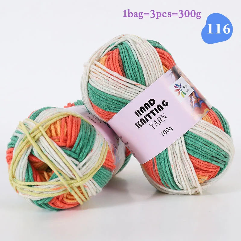 High-Quality 7-Strand Gradient Yarn – Medium-Thick Multi-Colored Yarn for Sweaters, Hats, Scarves & DIY Crafts