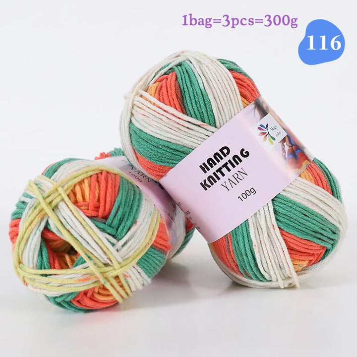 High-Quality 7-Strand Gradient Yarn – Medium-Thick Multi-Colored Yarn for Sweaters, Hats, Scarves & DIY Crafts