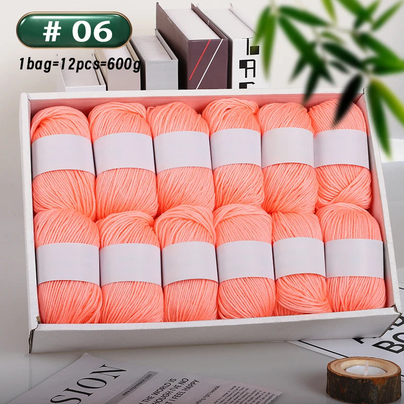12-Piece Luxury Cashmere-Silk Yarn Set – Ultra-Soft Fluffy Yarn for Sweaters, Coats, Shawls & DIY Crafts (600g)