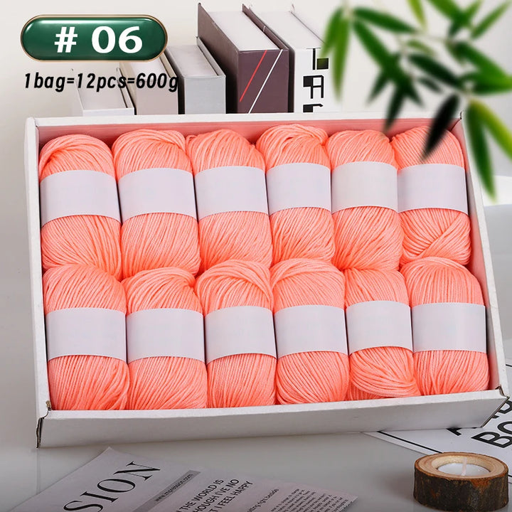 12-Piece Luxury Cashmere-Silk Yarn Set – Ultra-Soft Fluffy Yarn for Sweaters, Coats, Shawls & DIY Crafts (600g)