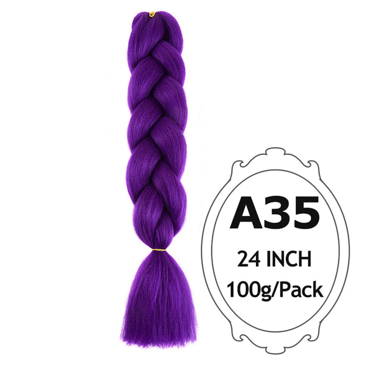 Ombre Braiding Hair 24 Inch – Colorful Jumbo Synthetic Braiding Hair Extensions for Women (Purple, Pink, White, Red, Blue)
