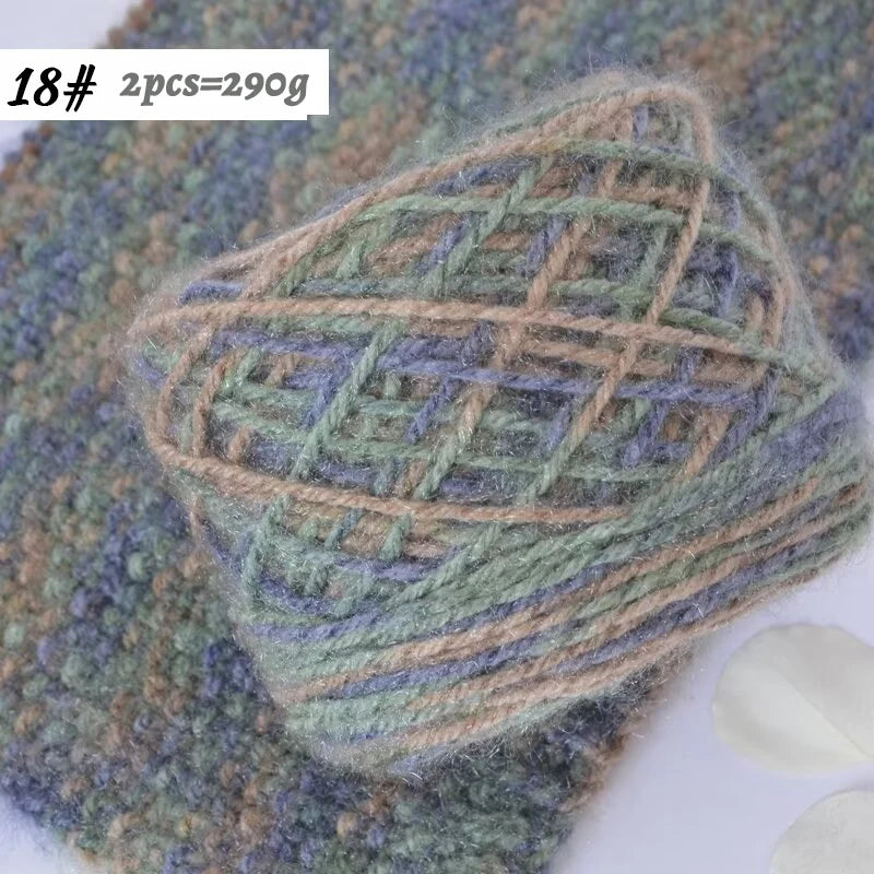 290g Colorful Gradient Imitation Squirrel Yarn – Thick Section-Dyed Yarn for Knitting & Crochet (2 Pcs/Pack)