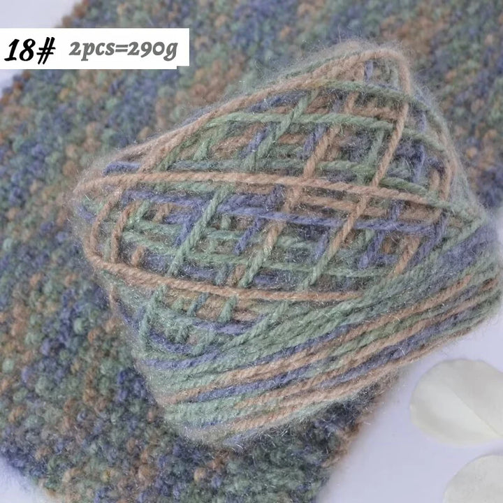 290g Colorful Gradient Imitation Squirrel Yarn – Thick Section-Dyed Yarn for Knitting & Crochet (2 Pcs/Pack)