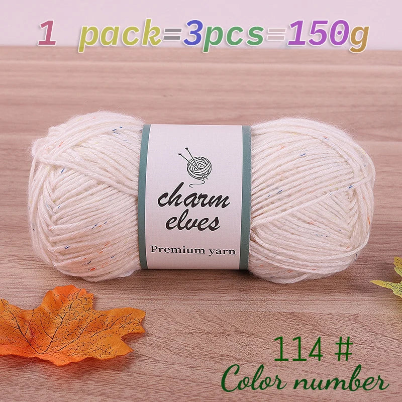 150g Colorful Dot Spray Yarn – Medium-Thick Cotton Yarn for Hand-Knitting (3 Pcs / Pack)