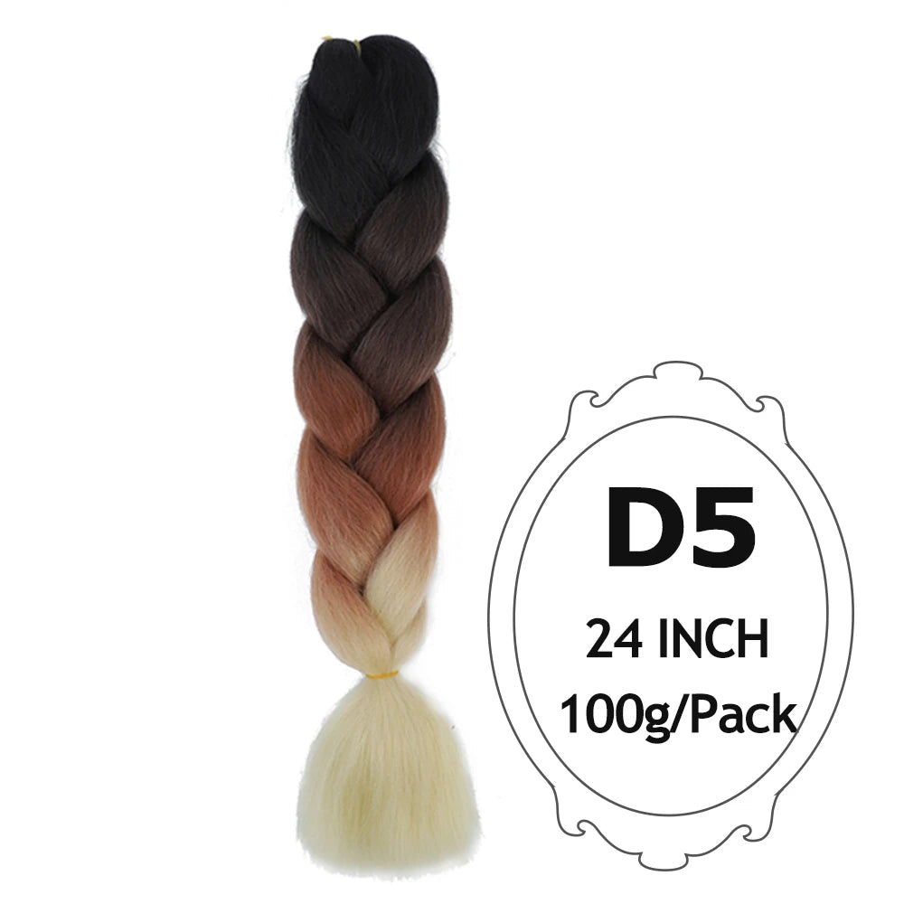 Ombre Braiding Hair 24 Inch – Colorful Jumbo Synthetic Braiding Hair Extensions for Women (Purple, Pink, White, Red, Blue)