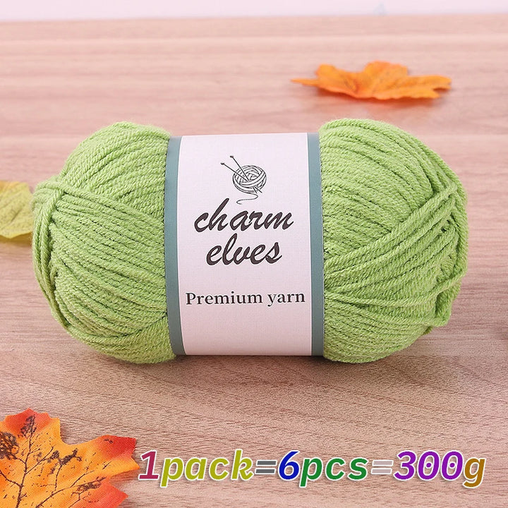300g Multi-Color Acrylic Milk Yarn – Soft & Strong Knitting Yarn Balls (6 Pieces/Pack)