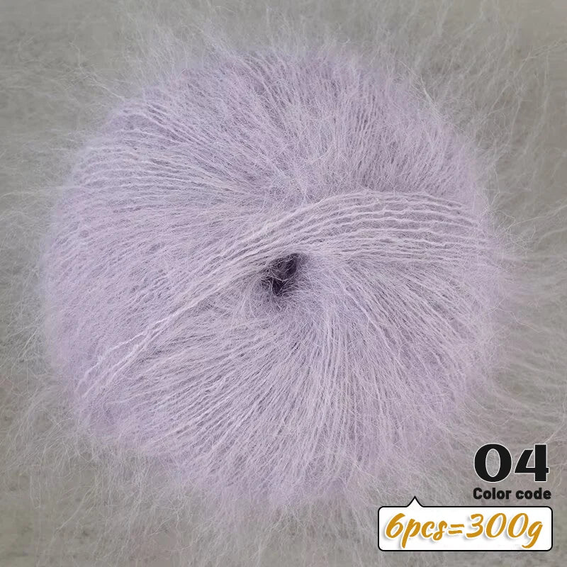 300g Long-Hair Alpaca Mohair Yarn Set (6 Pieces) – Soft Fluffy Knitting Yarn for Sweaters, Shawls & Winter Clothing