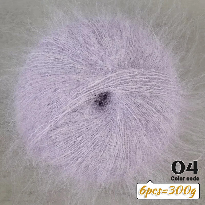 300g Long-Hair Alpaca Mohair Yarn Set (6 Pieces) – Soft Fluffy Knitting Yarn for Sweaters, Shawls & Winter Clothing
