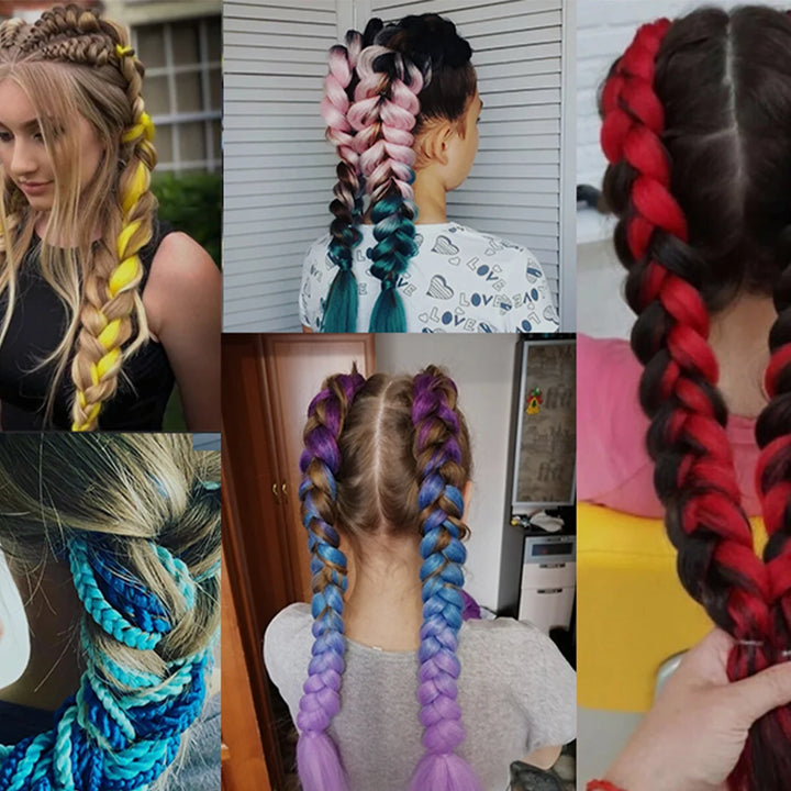 Synthetic African Ombre Braiding Hair – 3PCS Pre-Stretched High Temperature Fiber