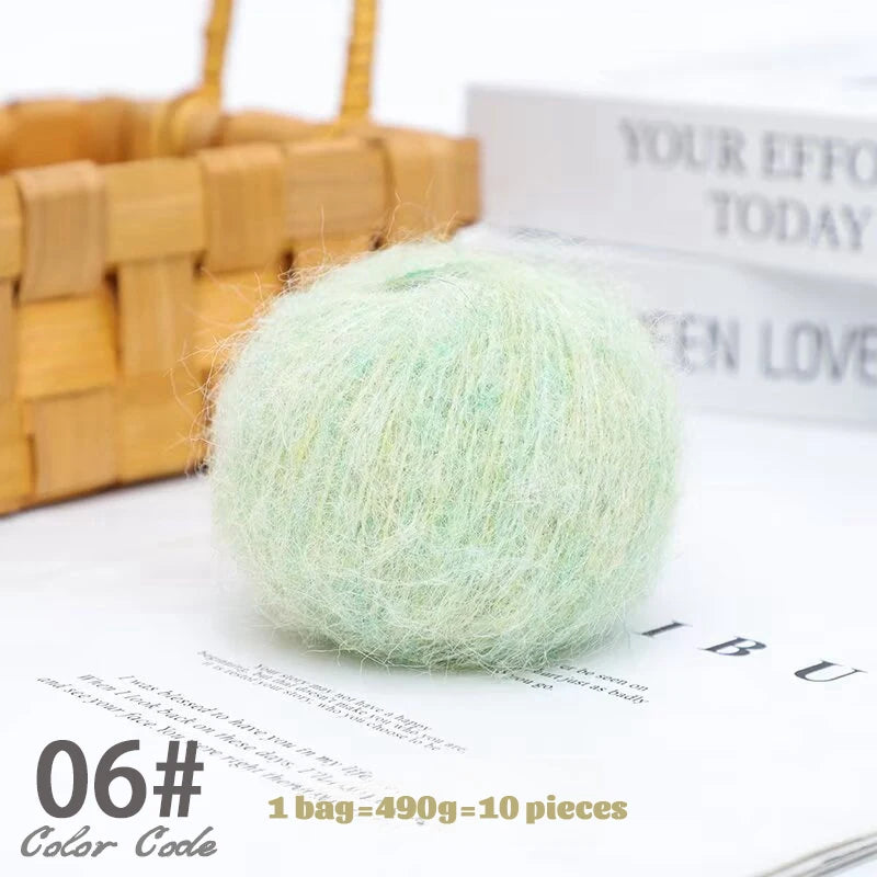 250g Long-Haired Mohair Yarn – Soft Fluffy Knitting Yarn for Sweaters, Scarves & Coats (10 Pieces/Bag)
