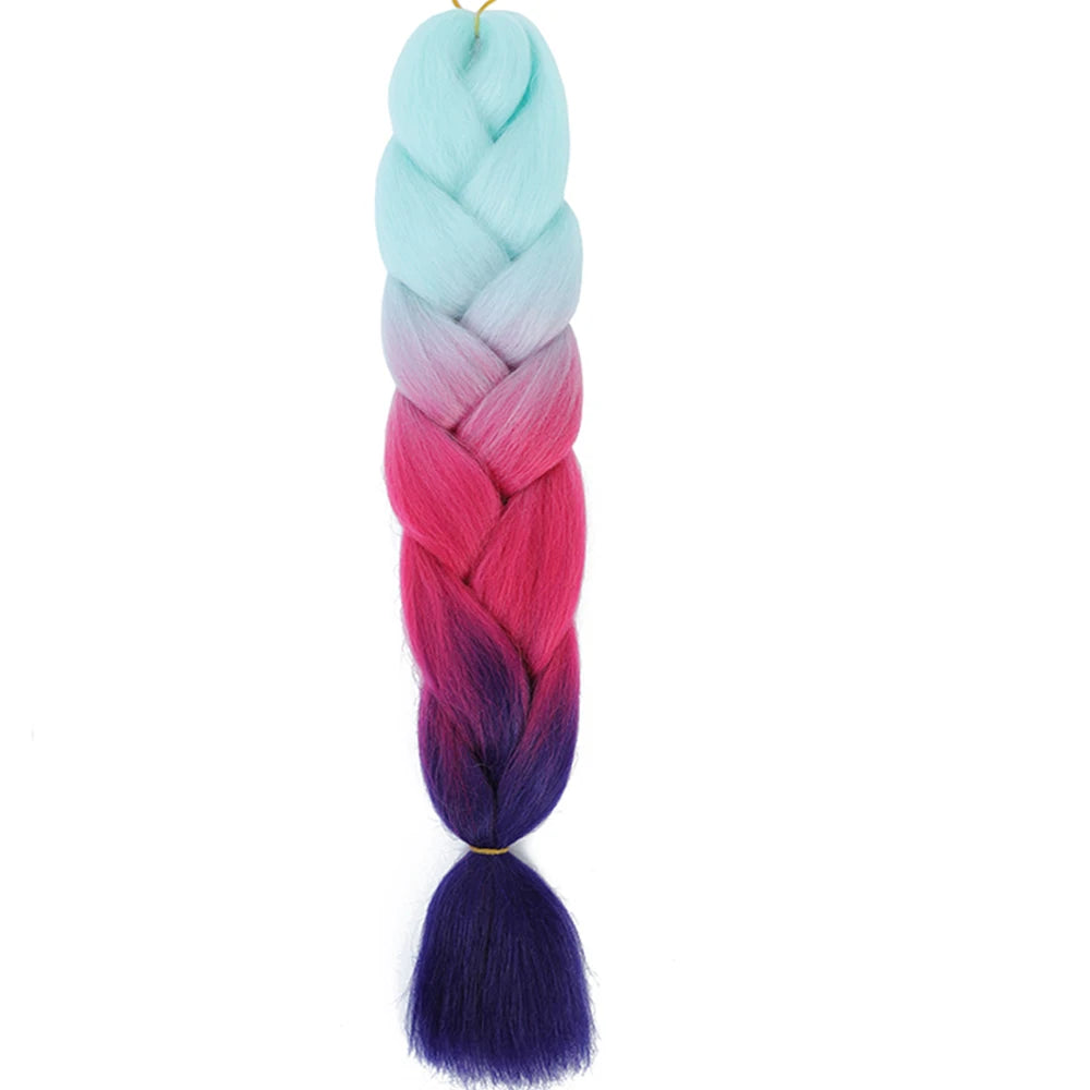 24 Inch Jumbo Box Braids Extensions – Synthetic Braiding Hair for Children (Pink, Purple, Yellow, Gray)