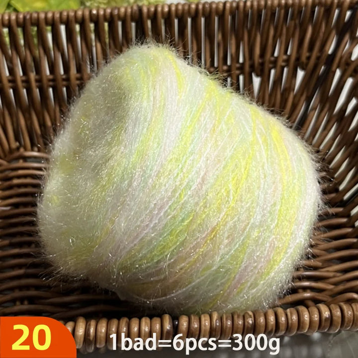 300g Soft Long-Haired Yarn Set – 6-Piece Fluffy Yarn for Knitting & DIY Projects