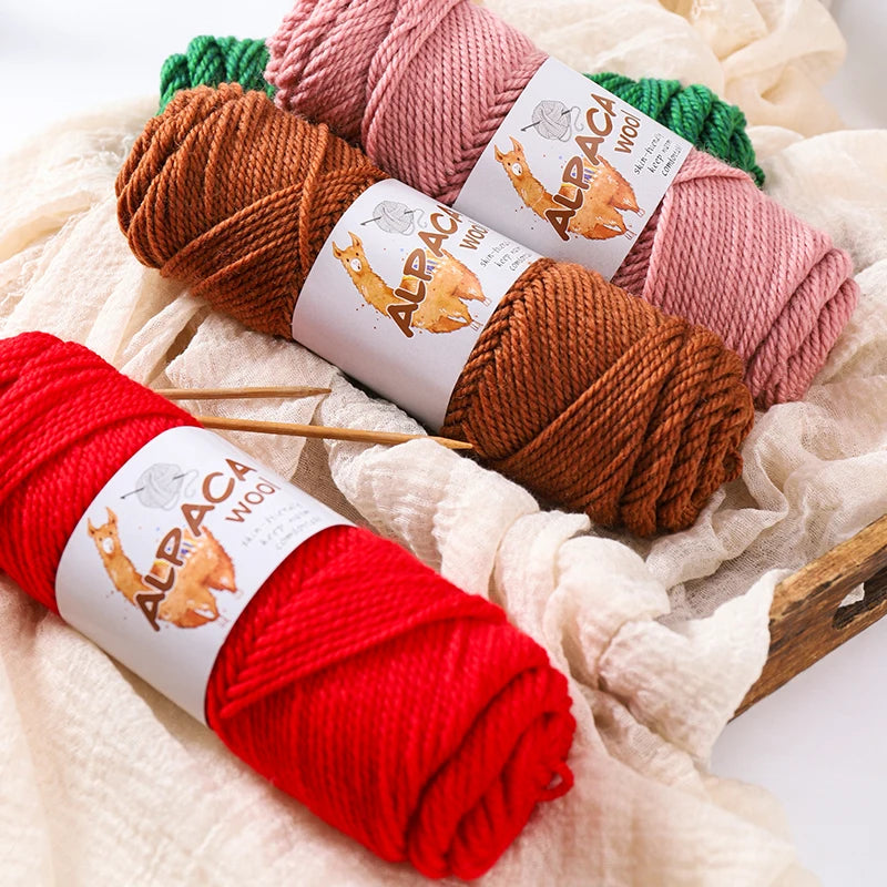 500g Thick Alpaca Wool Yarn Set (5 Skeins) – Soft Warm Knitting Yarn for Sweaters, Scarves, Hats & Winter Crafts