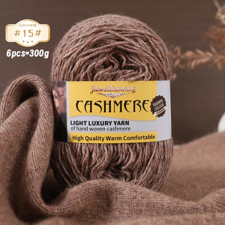 Premium Cashmere Blend Knitting Yarn Set – Medium-Fine Soft Wool Yarn for Sweaters, Scarves, Hats & Shawls (6 Main + 6 Elastic Threads)
