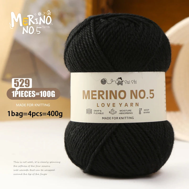 400g Alpaca Wool Blend Yarn Set (4 Pieces) – 245 Stick-Needle Medium-Thick Yarn for Sweaters, Coats, Scarves & DIY Crafts