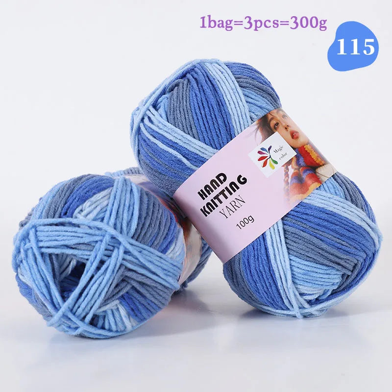 High-Quality 7-Strand Gradient Yarn – Medium-Thick Multi-Colored Yarn for Sweaters, Hats, Scarves & DIY Crafts